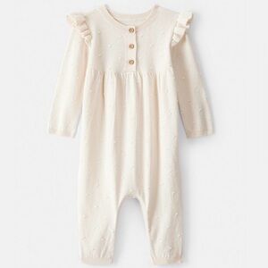 Carter’s Cream Baby Romper with Ruffle Sleeves | 6 Months